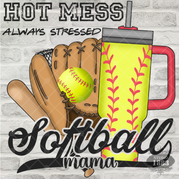 T407-Hot Mess Softball Mama