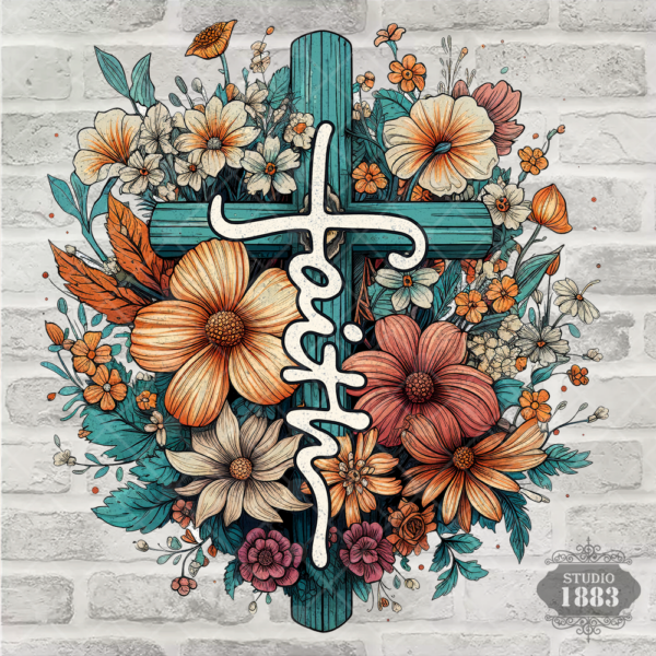 T528-Faith Flower Cross